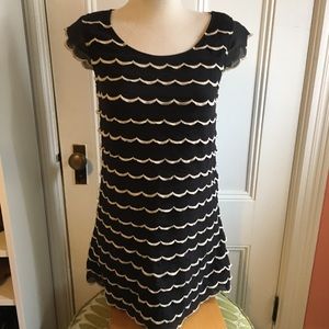 Betsey Johnson Scalloped Tiered Silk Sheath Dress